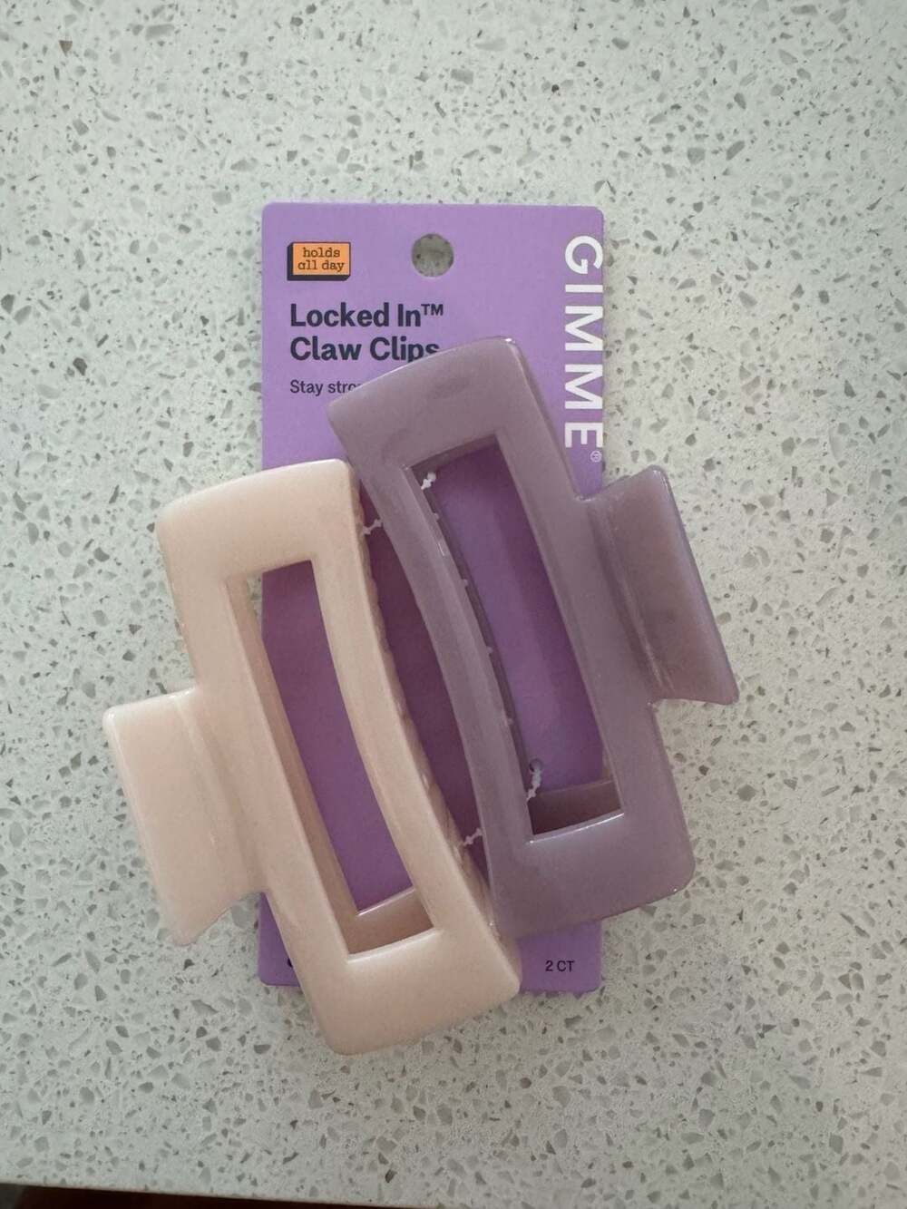 Gimme Beauty Locked In Claw Clips for Thick Hair, 2-Pack Purple and Cream